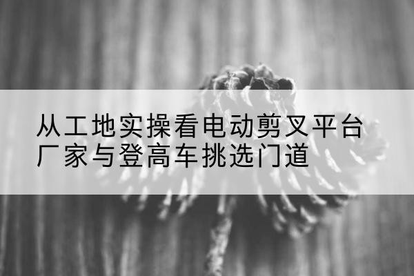 新田电动剪叉升降平台厂家-从工地实操看电动剪叉平台厂家与登高车挑选门道